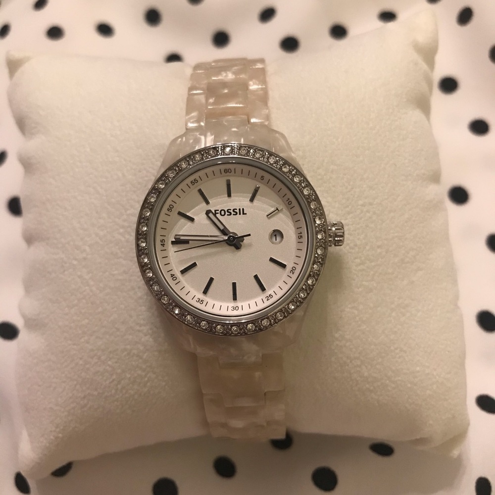 Ivory Acrylic Fossil Watch